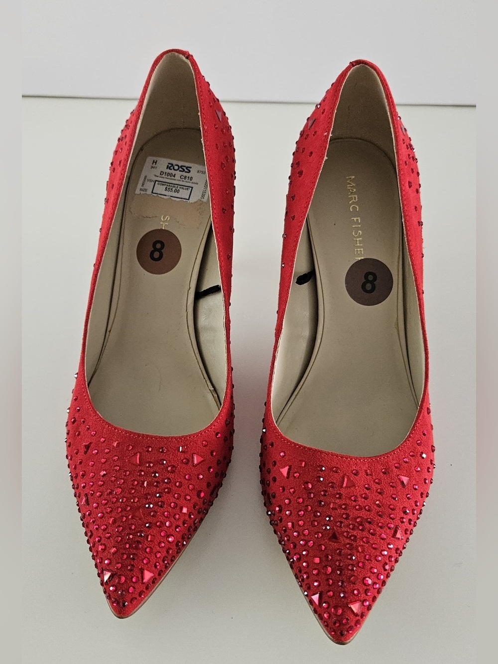 Brand new Marc Fisher Red Rhinestone Pointed Toe Pumps